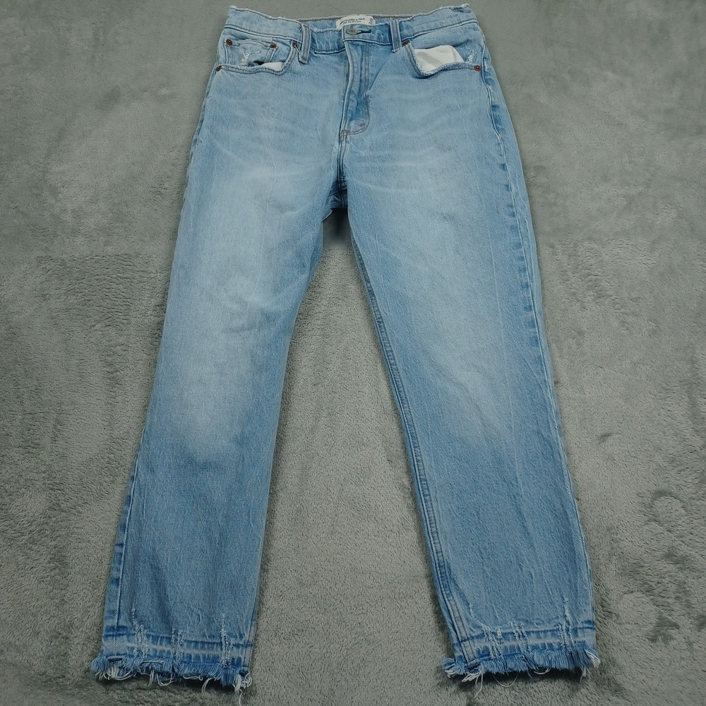 Abercrombie Fitch Jeans Womens 28 Blue Denim‎ High Rise Mom Frayed